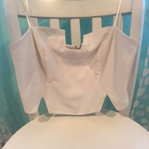 White strapless crop top
